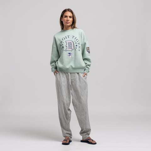 Women's Mitchell & Ness  Green Detroit Tigers Yacht Rock Sweatshirt