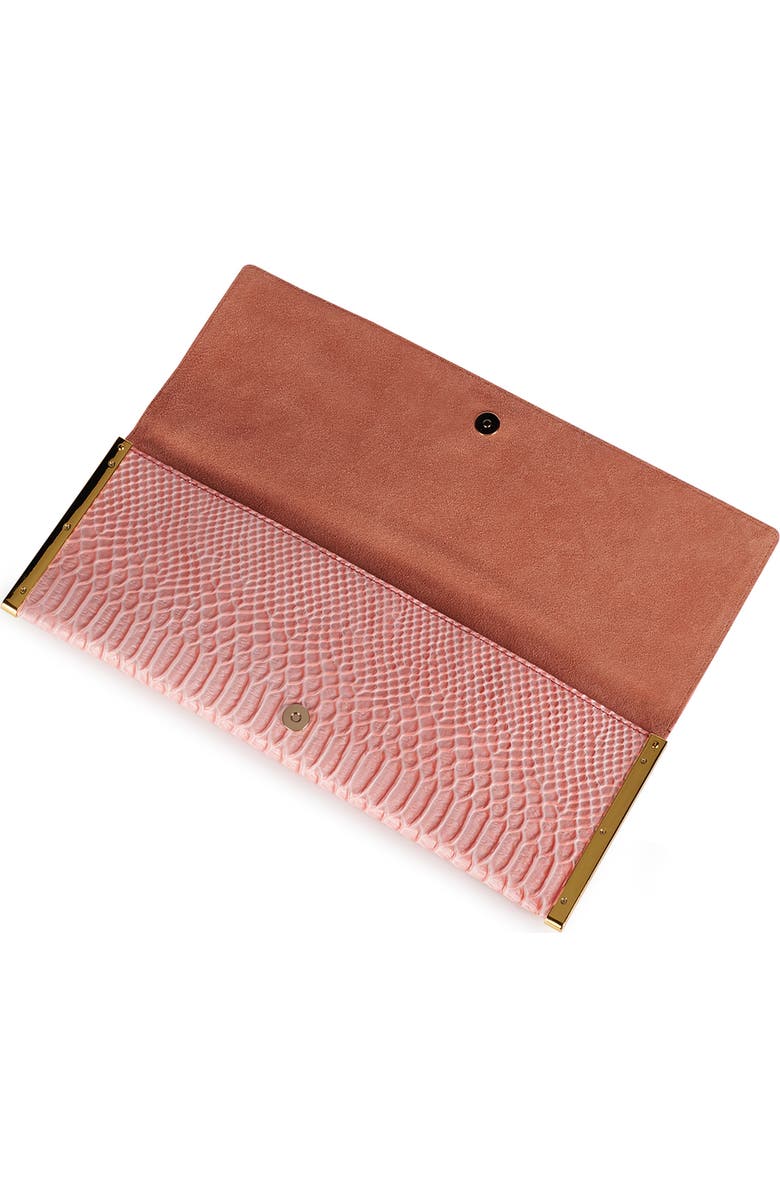 Jeffrey Campbell Halo-C Leather Clutch, Alternate, color, Pink Snake