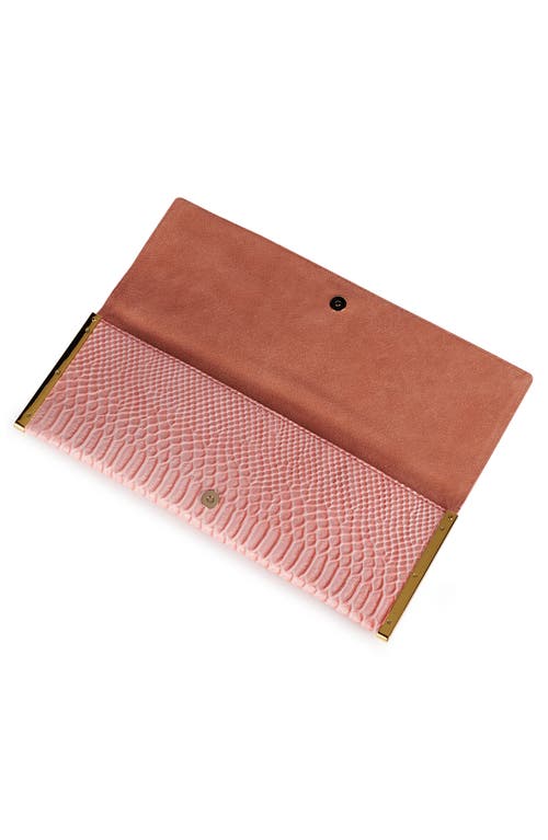 Jeffrey Campbell Halo-c Leather Clutch In Pink Snake