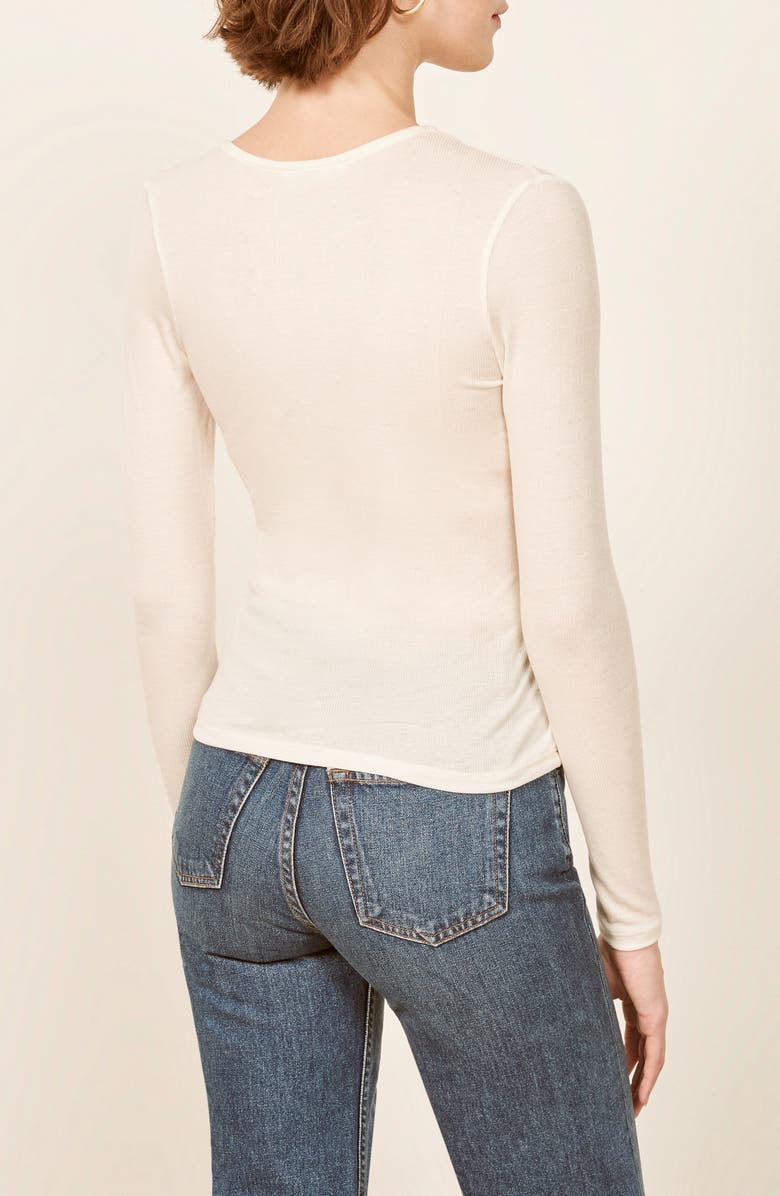 Reformation Roseline Front Button Top, Alternate, color, Ivory