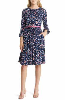 Floral Belted A-Line Dress