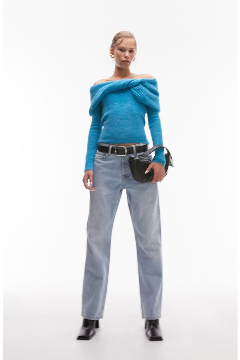 Chunky Off the Shoulder Sweater, Alternate, color, MID BLUE