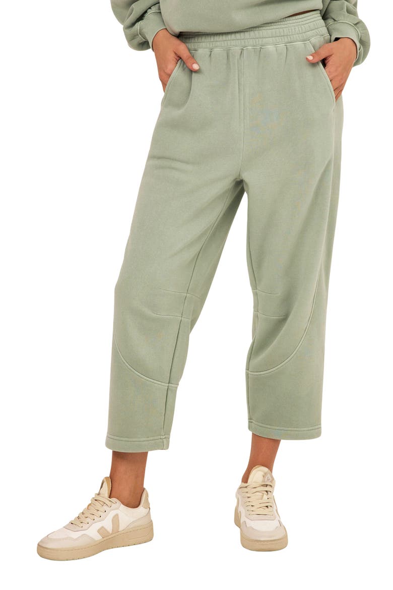Chantel Mineral Wash Crop Wide Leg Pants, Main, color, WASABI