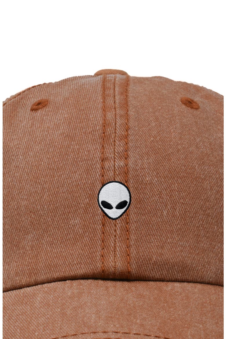 Mens Lil Alien Cotton Dad Cap, Alternate, color, Washed Orange