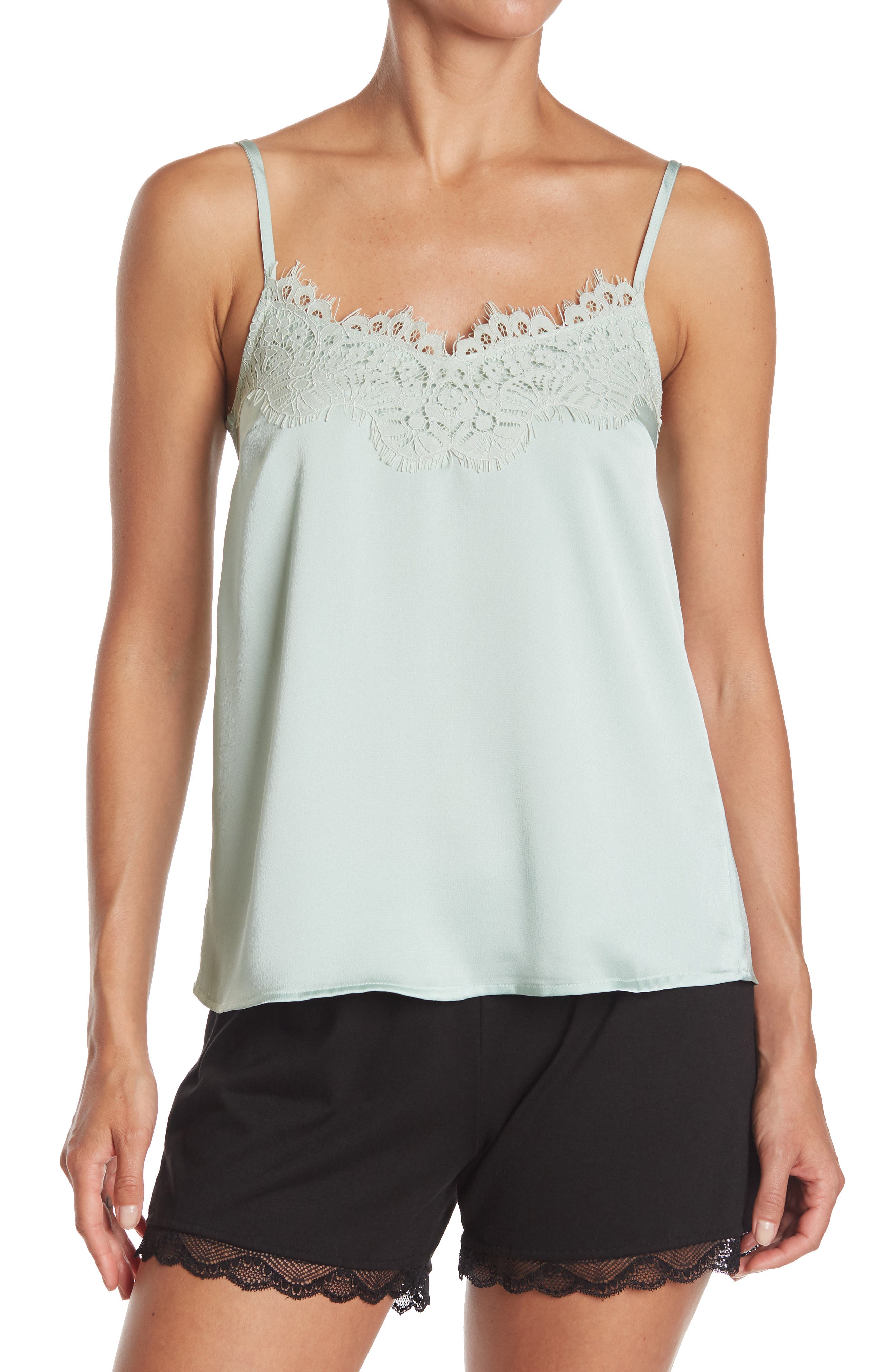 JUST ONE Woven Lace Trim Cami