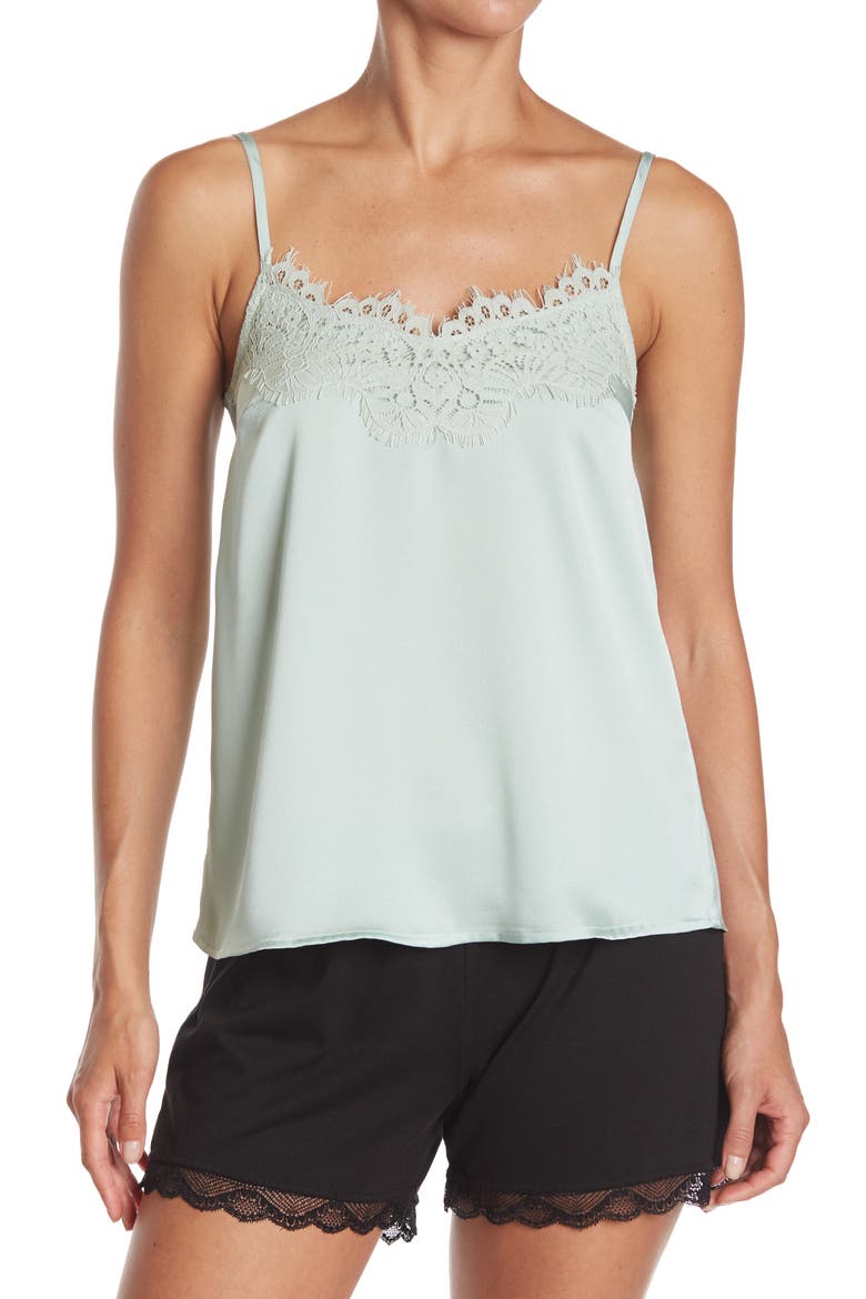 Woven Lace Trim Cami, Main, color, MINT