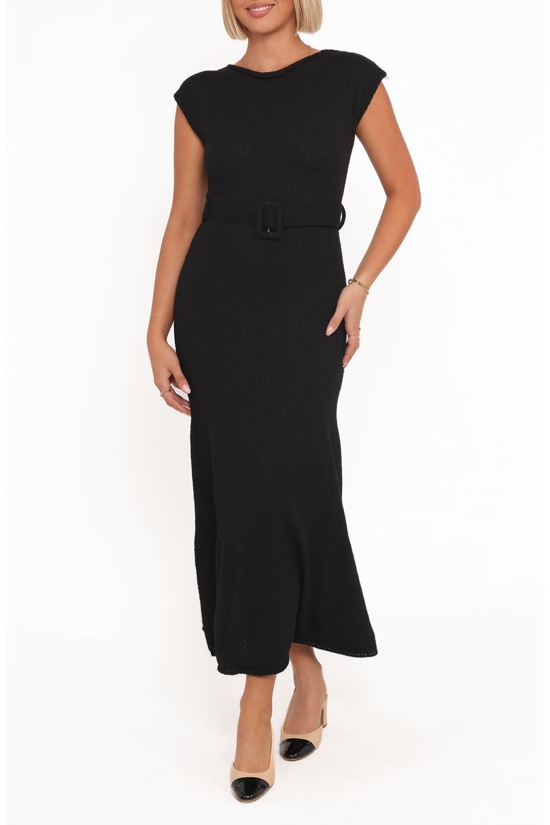 Alberta Belted Knit Dress, Main, color, BLACK