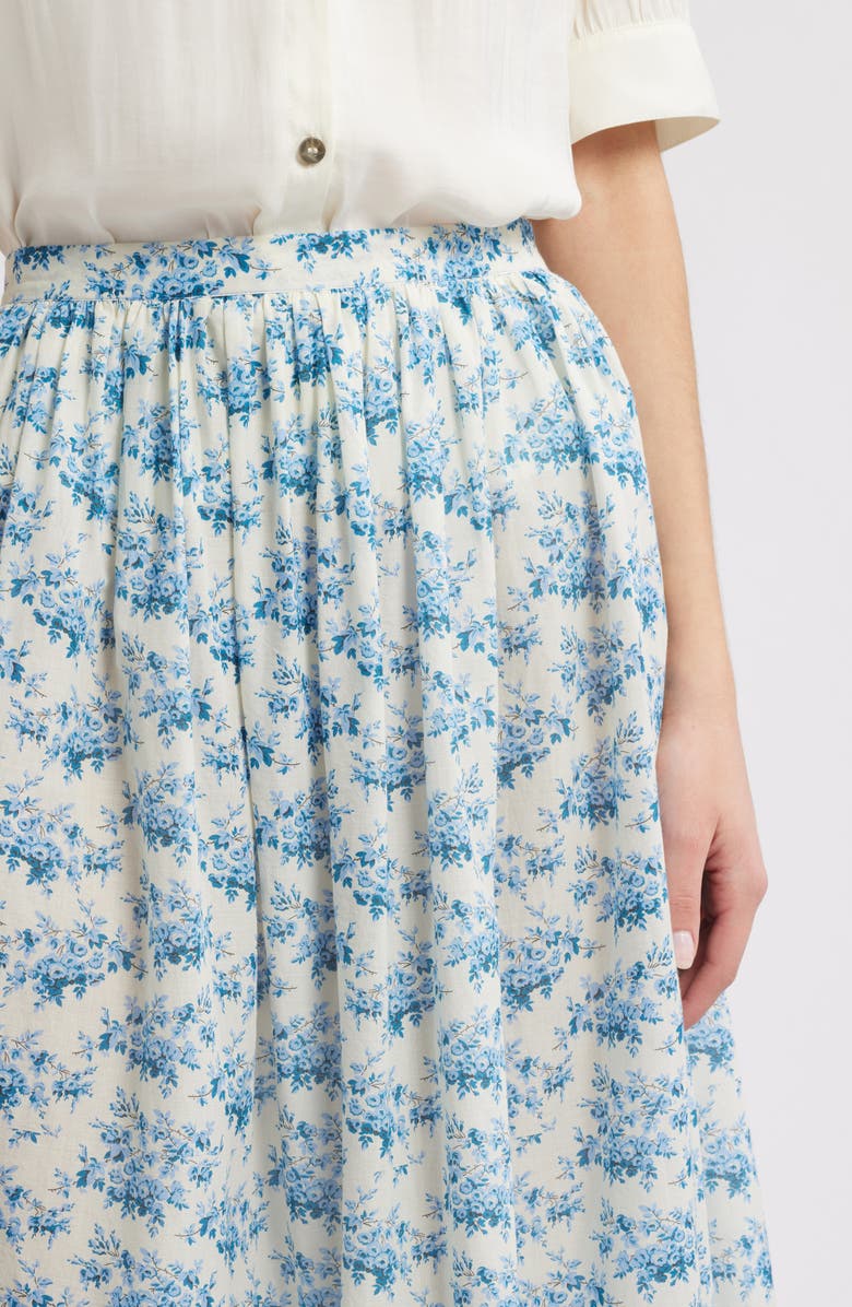 DÔEN Marcie Floral Organic Cotton Maxi Skirt, Alternate, color, Bleu Rosier Floral