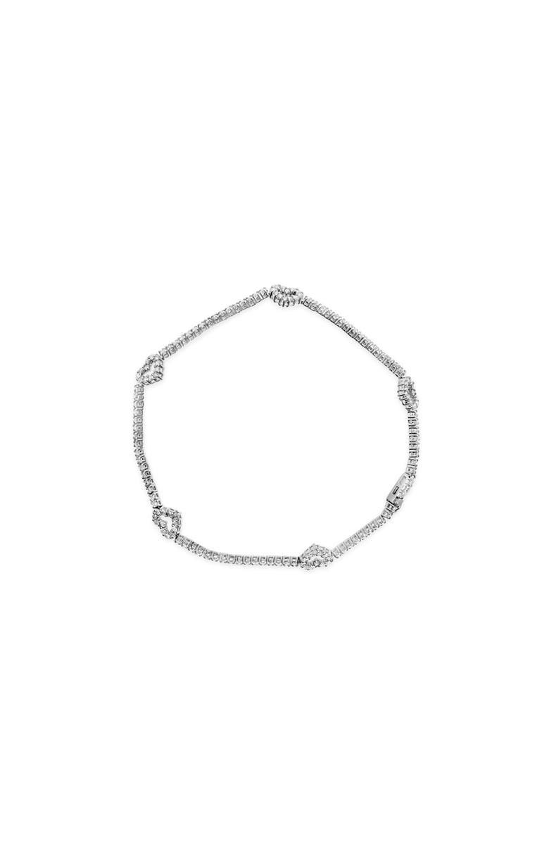 Haus of Brilliance 14K White Gold 1 1/2 Cttw Diamond Heart Station Strand Bracelet - 7.5 Inches, Alternate, color, White