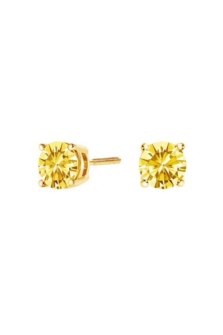 14K Gold 1.0 Cttw Lab Grown Yellow Diamond Solitaire Stud Earrings, Alternate, color, Yellow
