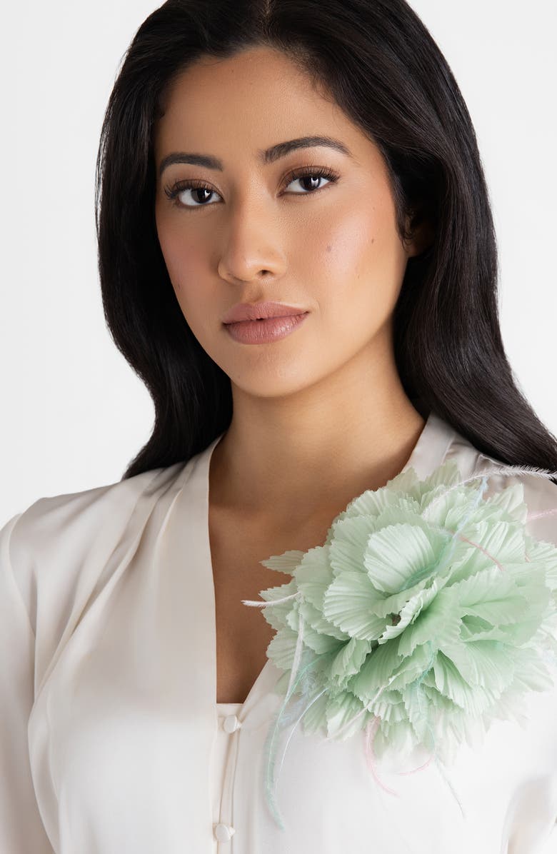 Helena Simon The Mint Chrysanthemum Duster Floral Brooch, Alternate, color, Mint