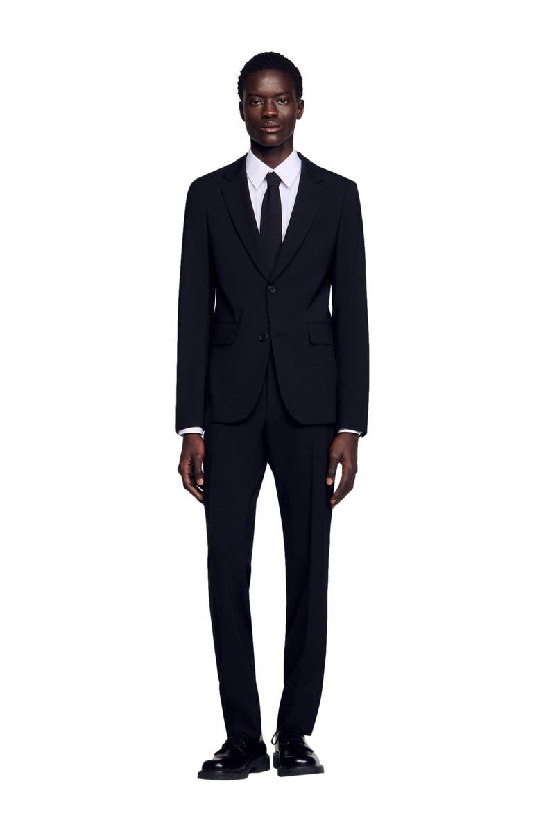 SANDRO Virgin wool suit jacket, Alternate, color, Black