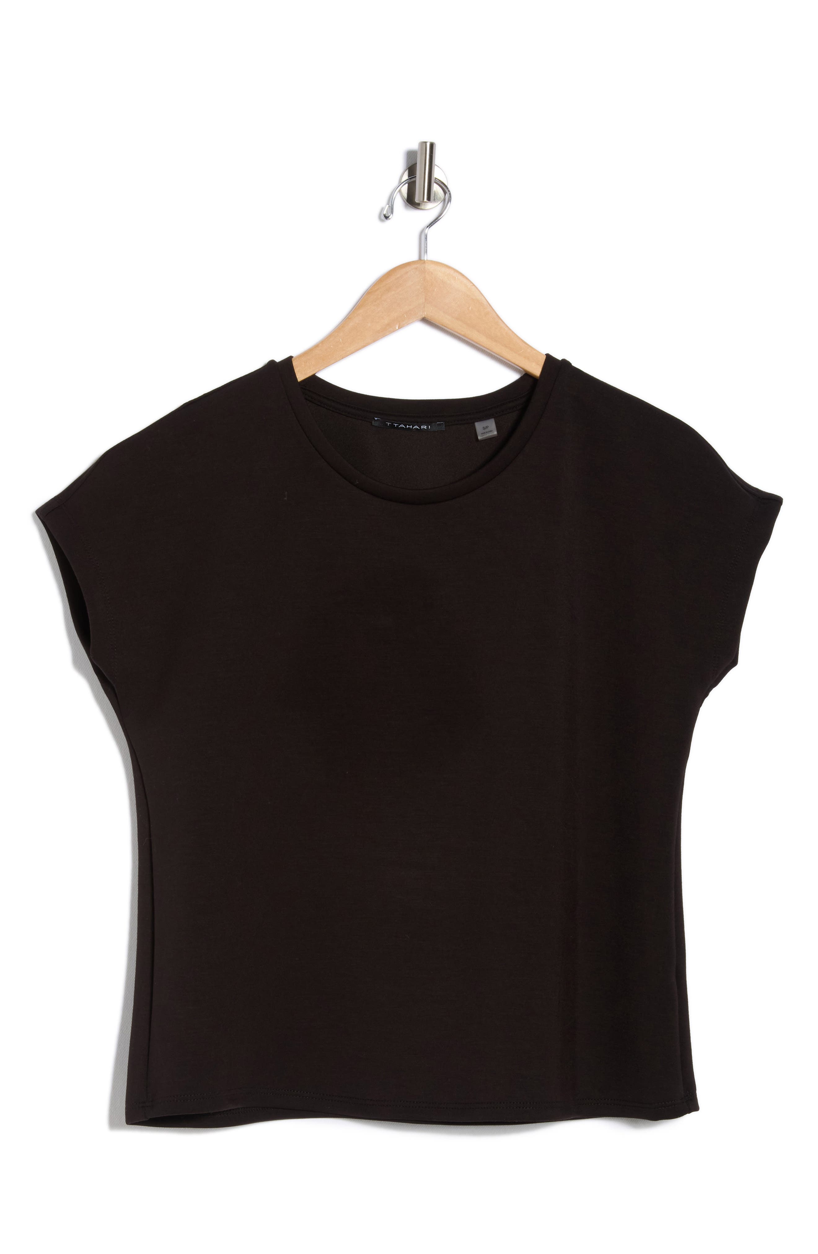 T Tahari Extended Shoulder Crewneck Scuba Knit T-Shirt