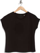 T Tahari Extended Shoulder Crewneck Scuba Knit T-Shirt