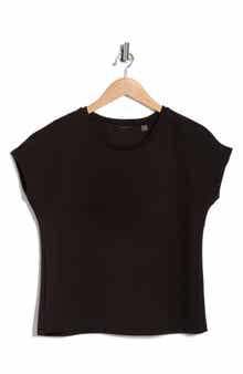 T Tahari Extended Shoulder Crewneck Scuba Knit T-Shirt