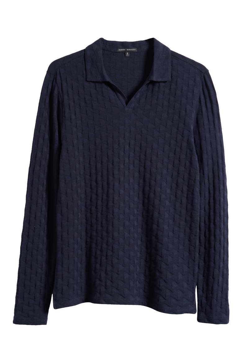 Gotter Long Sleeve Johnny Collar Polo, Alternate, color, NAVY