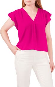 Chaus Print Flutter Sleeve Blouse