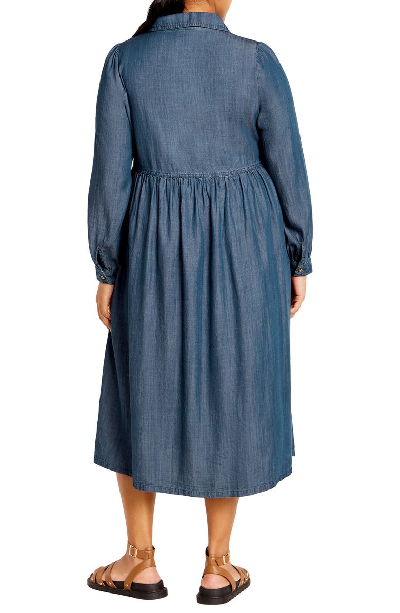City Chic Long Sleeve Denim Shirtdress, Alternate, color, 