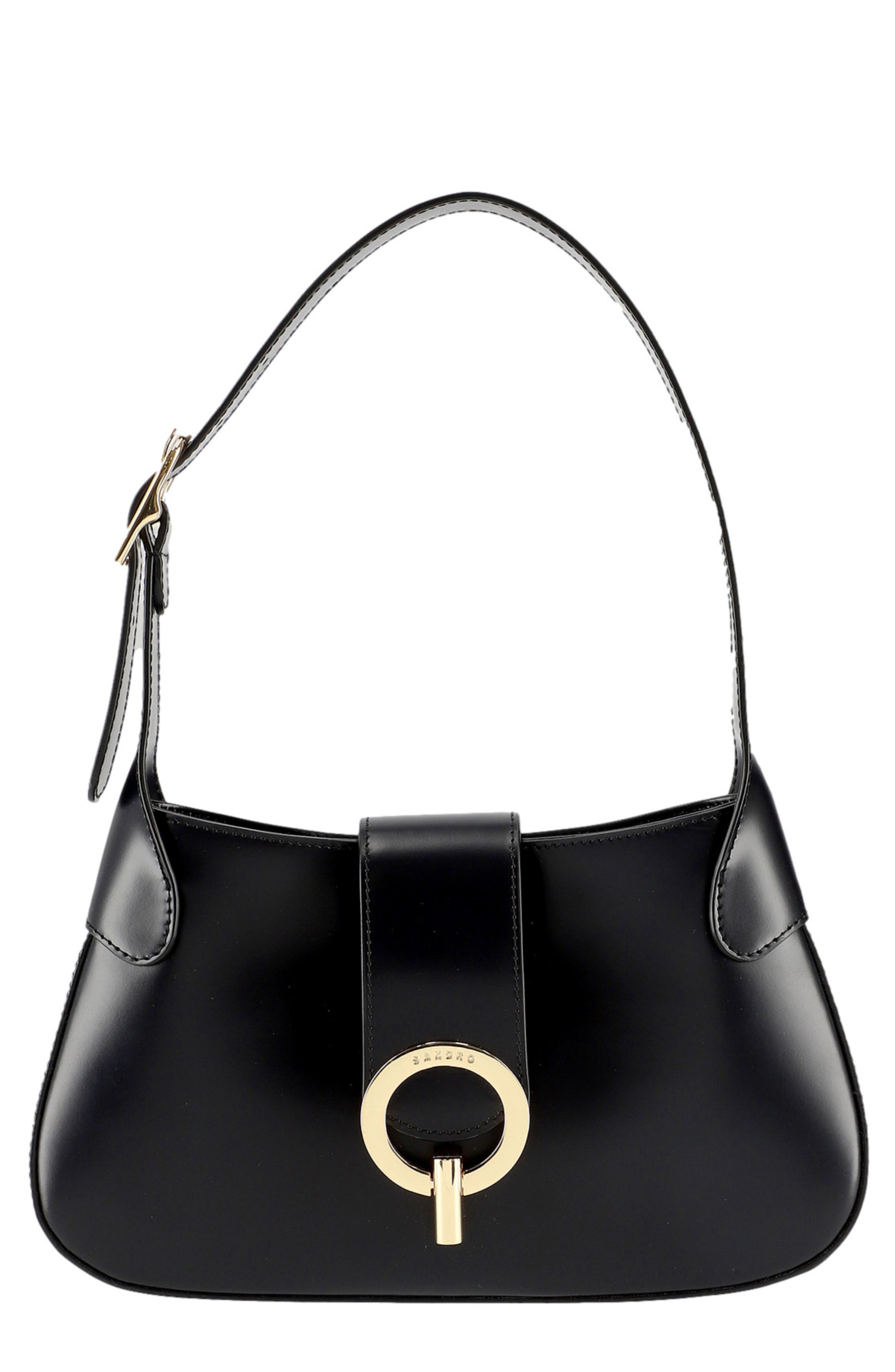 SANDRO Sweet Janet Leather Shoulder Bag, Main, color, 