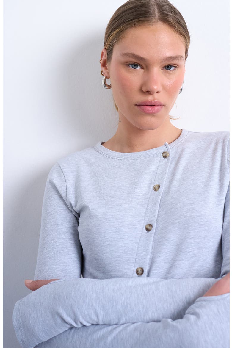 Asymmetric Button Front Top, Alternate, color, GREY