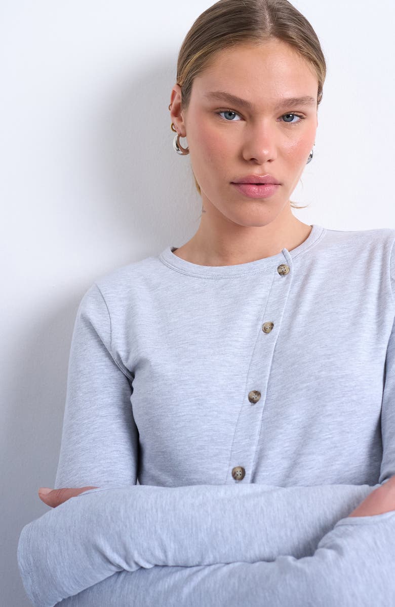 Topshop Asymmetric Button Front Top, Alternate, color, Grey