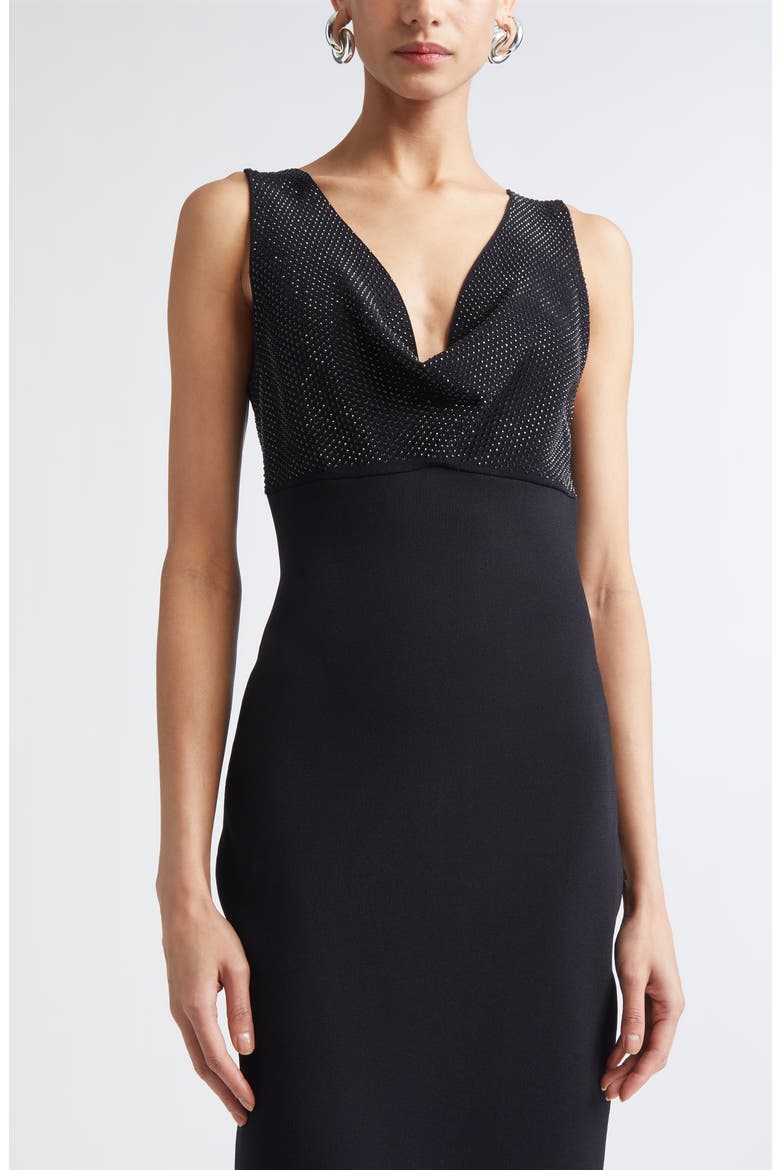 Crystal Embellished Knit Dress, Alternate, color, BLACK/ JET