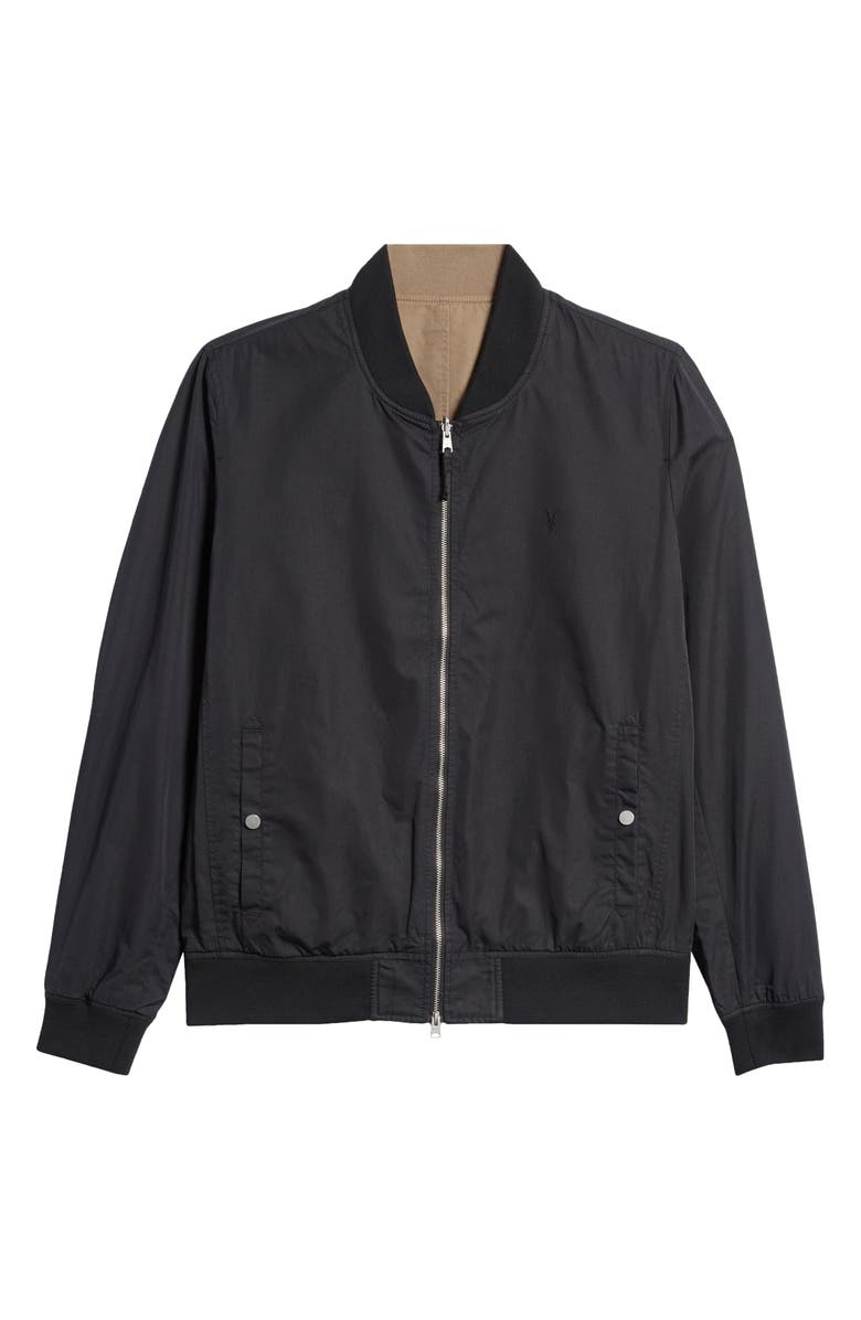 AllSaints Bassett Reversible Bomber Jacket, Alternate, color, Black / Khaki Brown