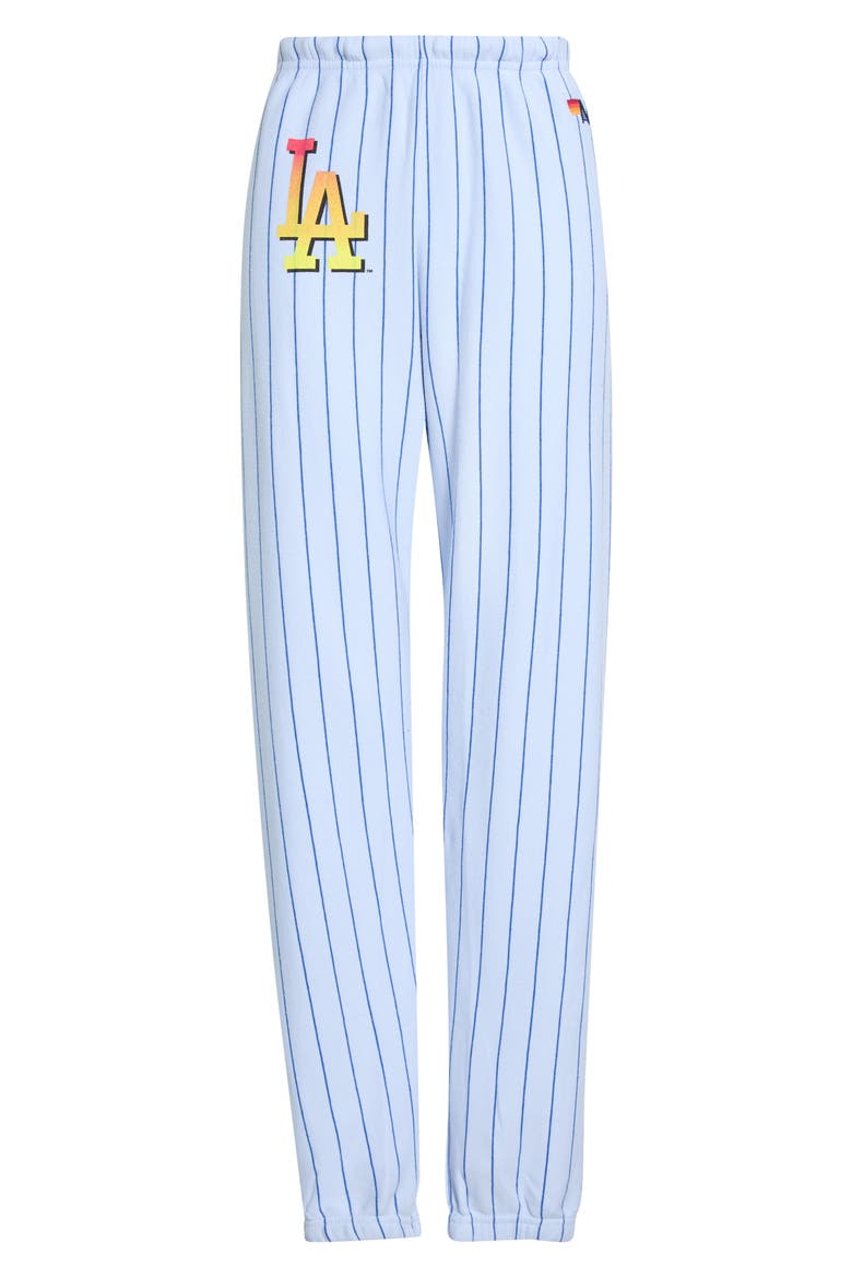 Los Angeles Dodgers Pinstriped Sweatpants, Main, color, WHITE/ BLUE