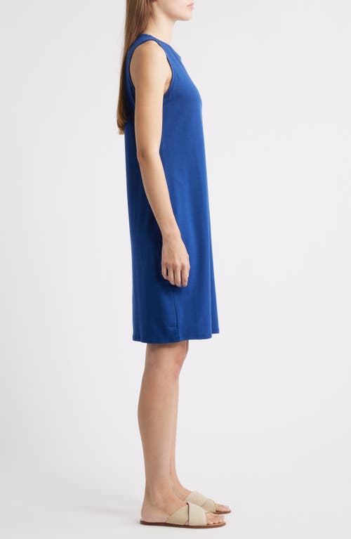 Eileen Fisher Stretch Jersey Knit Tank Dress In Blue