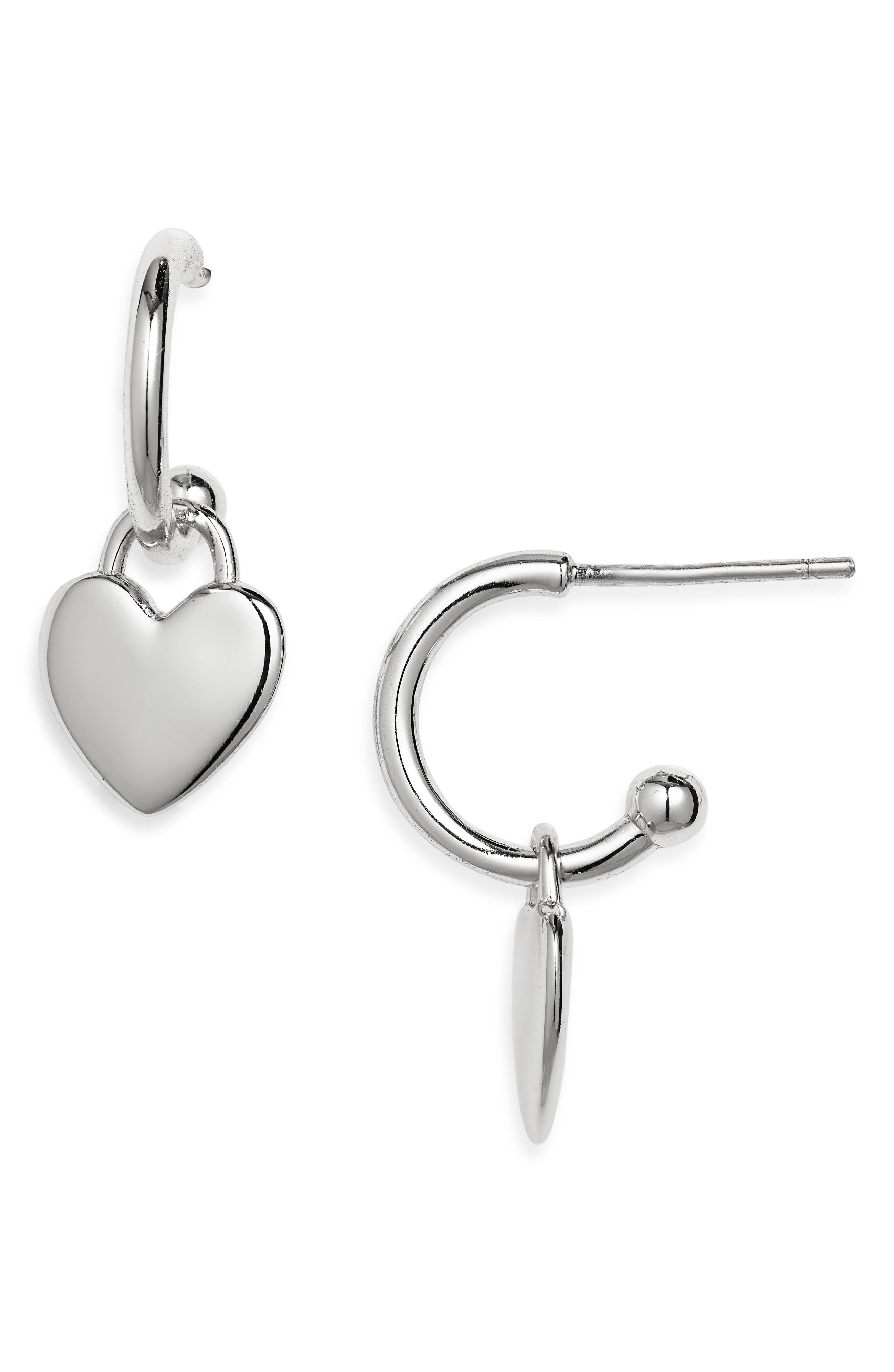 ARGENTO VIVO Heart Drop Huggie Hoop Earrings