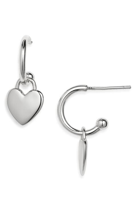 Heart Drop Huggie Hoop Earrings