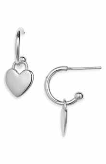 ARGENTO VIVO Heart Drop Huggie Hoop Earrings