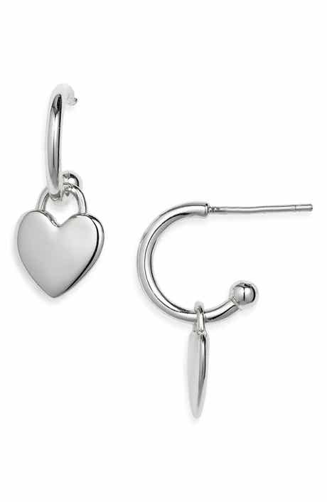 ARGENTO VIVO Heart Drop Huggie Hoop Earrings