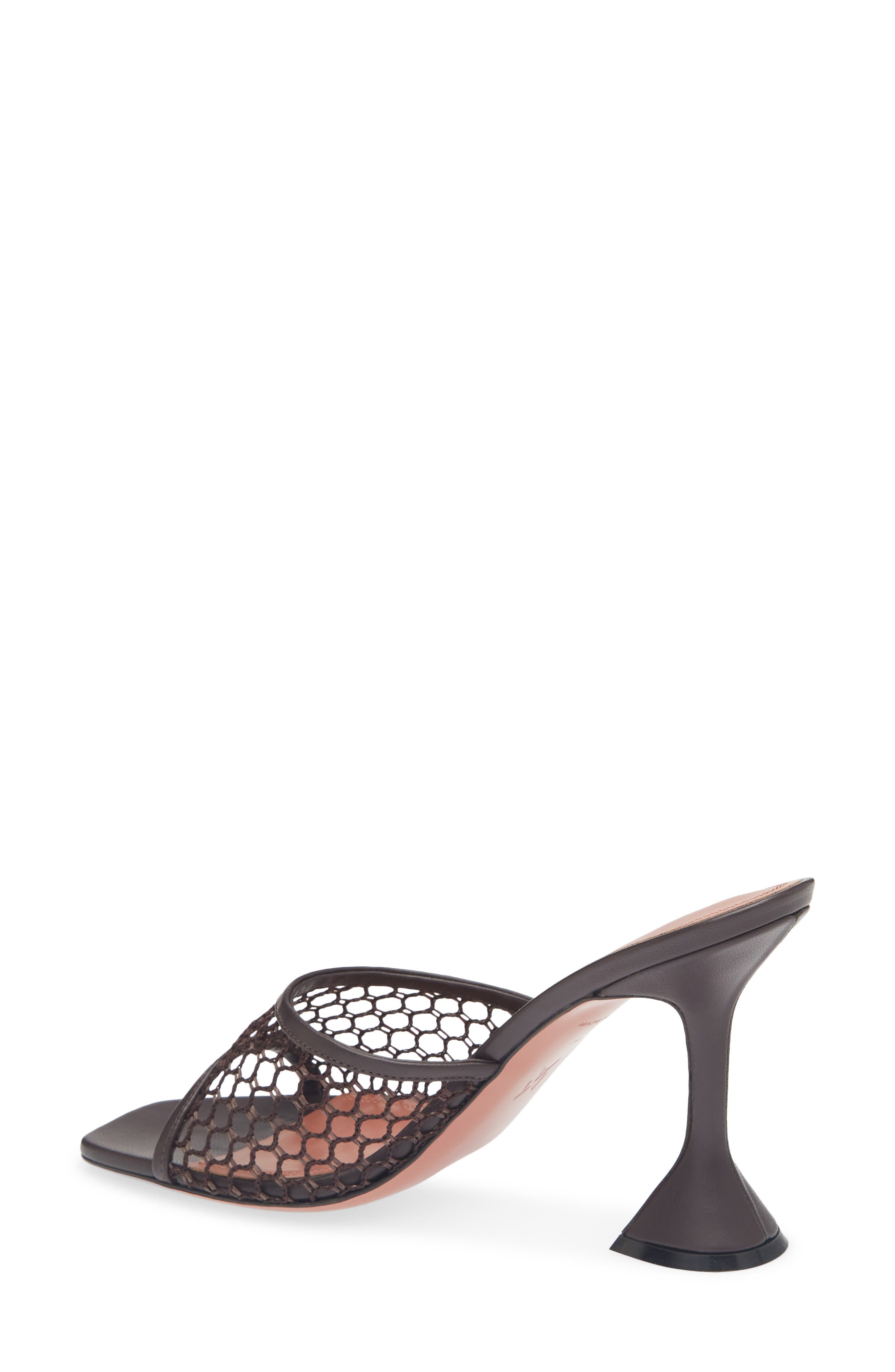 Amina Muaddi Lupita Net Slide Sandal, Alternate, color, Mocha Net / Mocha Nappa
