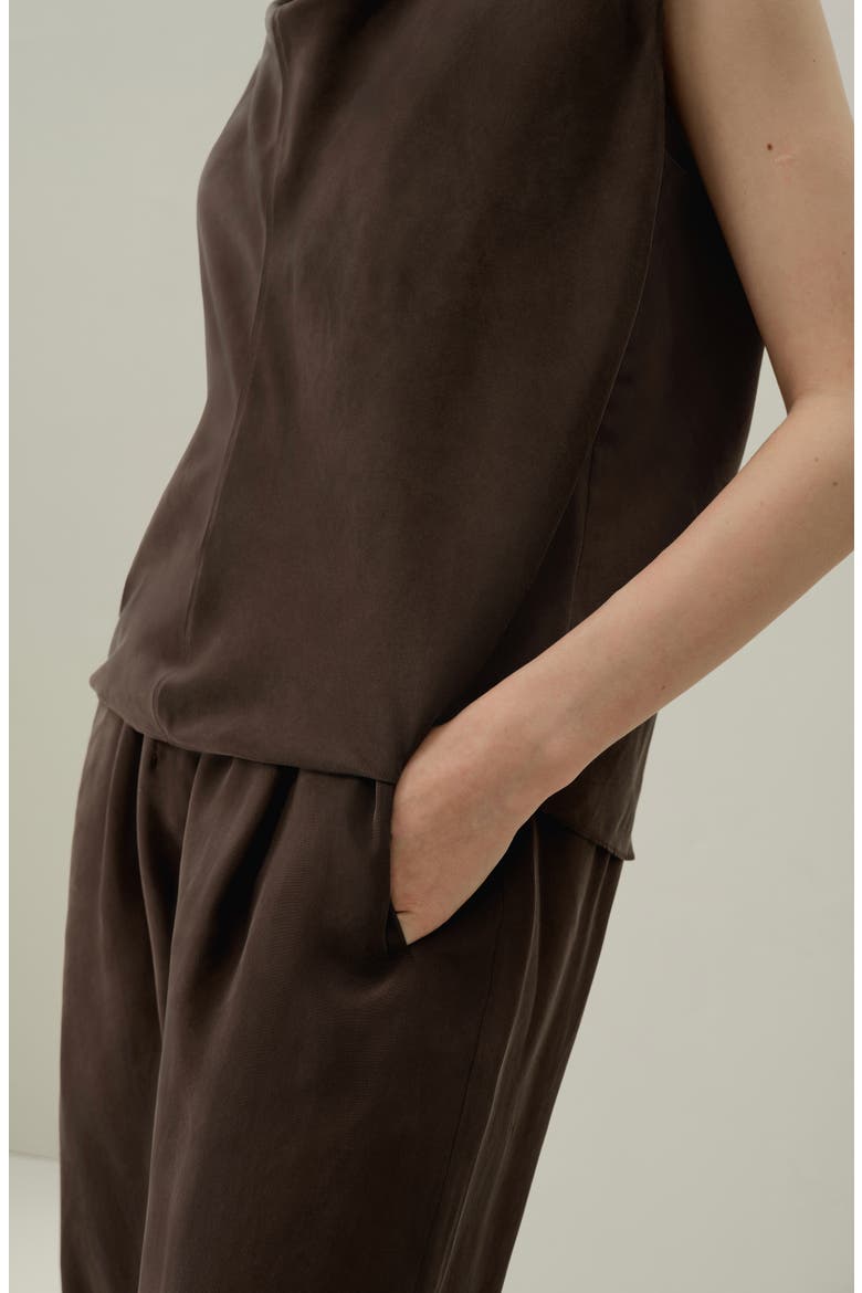 Women's Silk Habotai Sleeveless Top, Alternate, color, Toffee