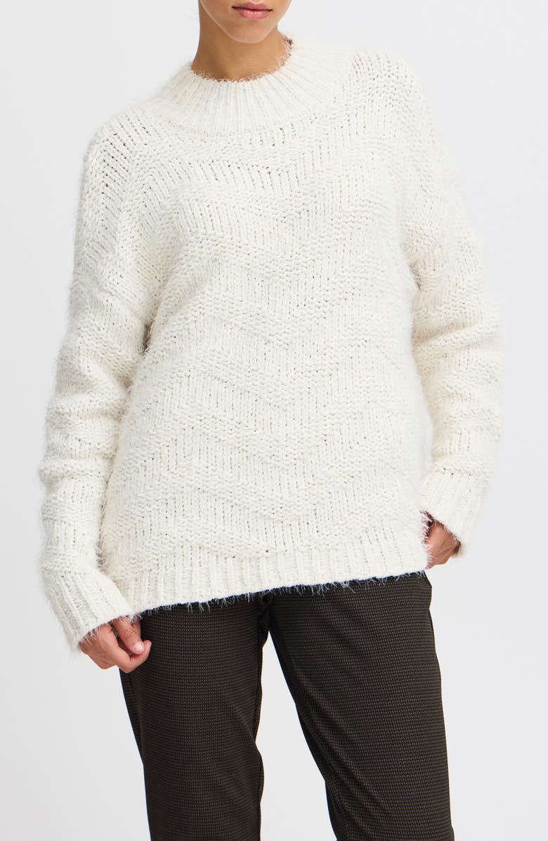 ICHI Knit Mock Neck Sweater, Main, color, Birch
