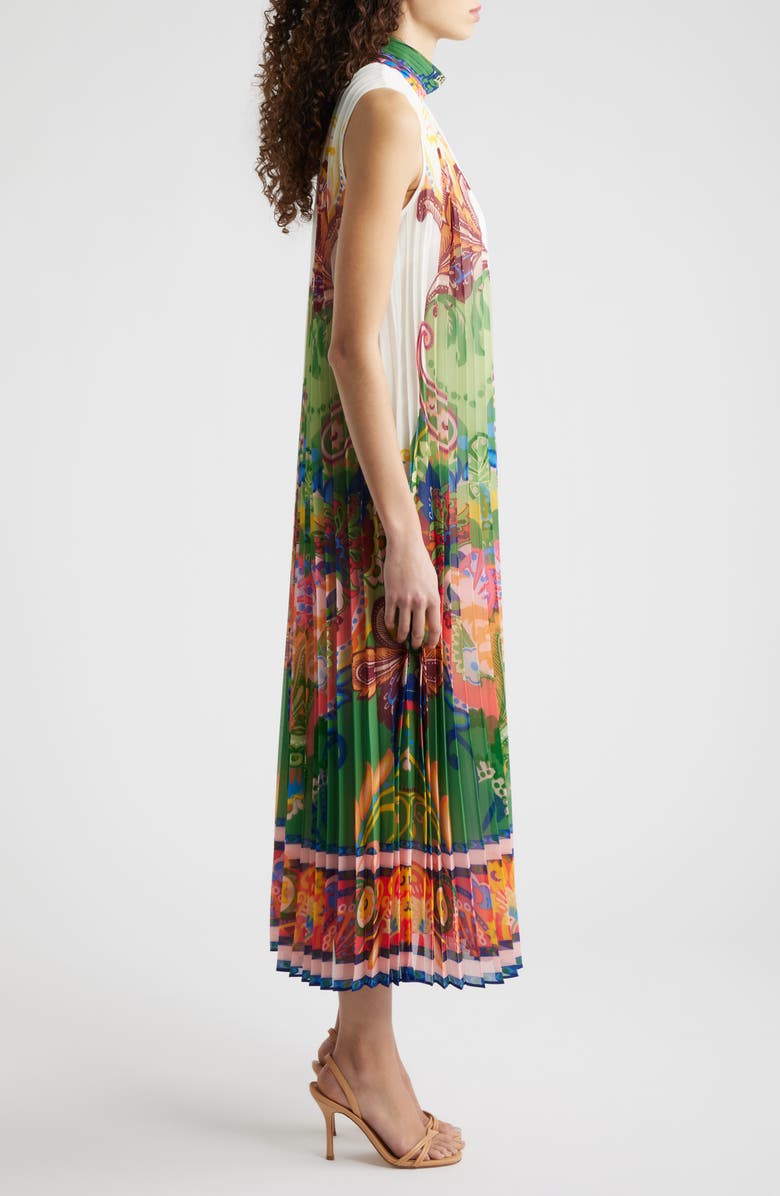 Elie Tahari The Reilley Placed Paisley Pleated Dress, Alternate, color, 