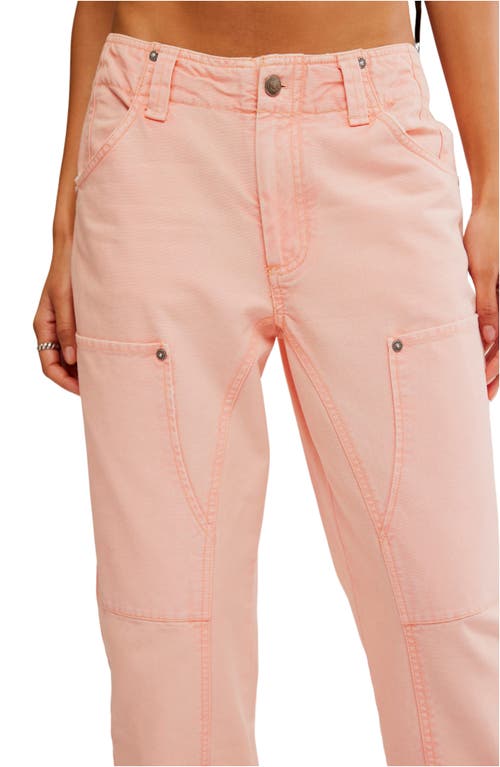 Free People Supersonic High Waist Slim Crop Jeans In Coral Pink