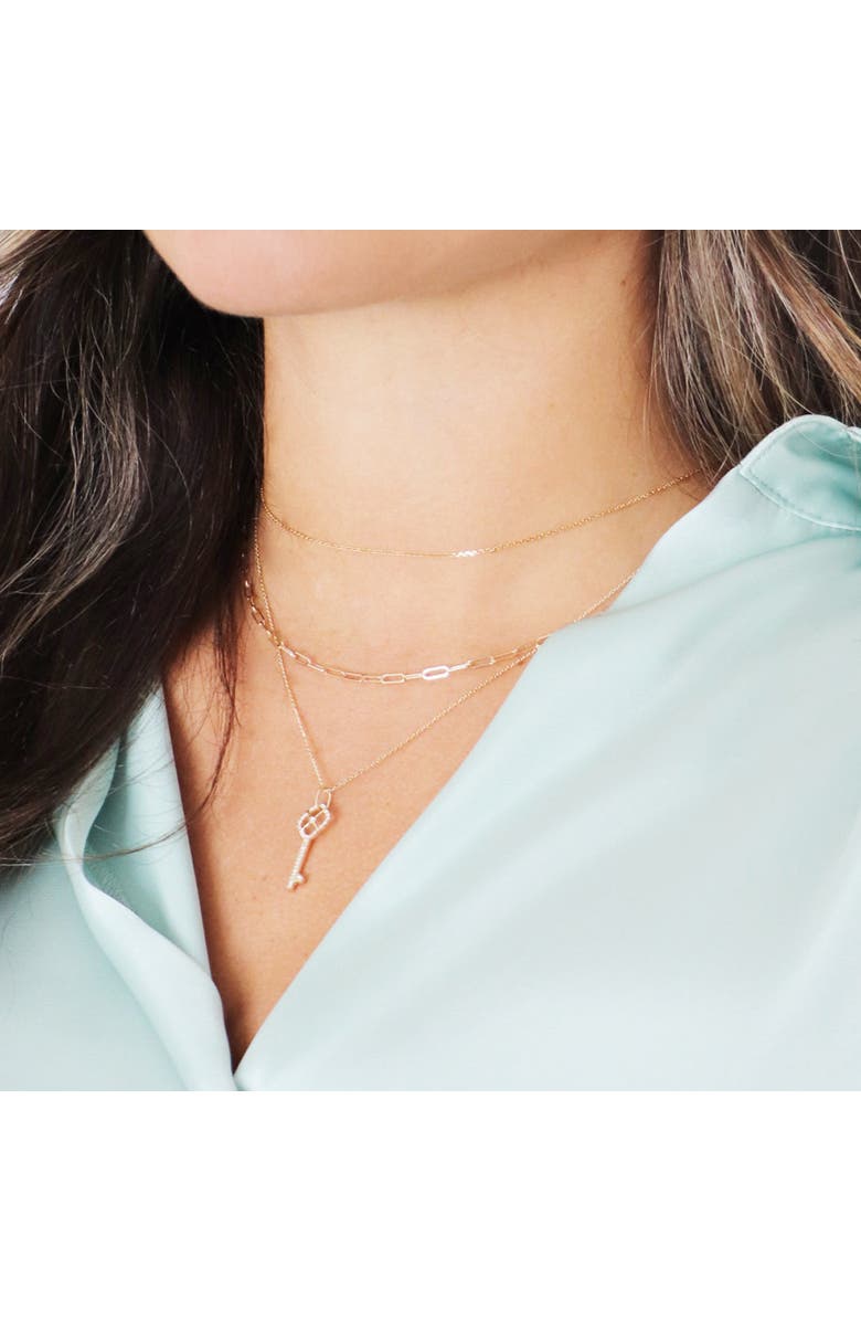 The Lovery Fine Jewelry Diamond Key Necklace, Alternate, color, Yellow Gold