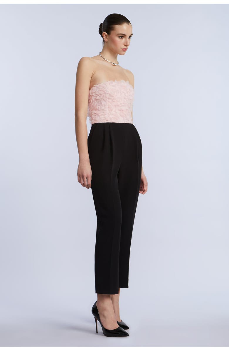 BCBGMAXAZRIA 3D Floral Jumpsuit, Alternate, color, Light Pink & Black Combo