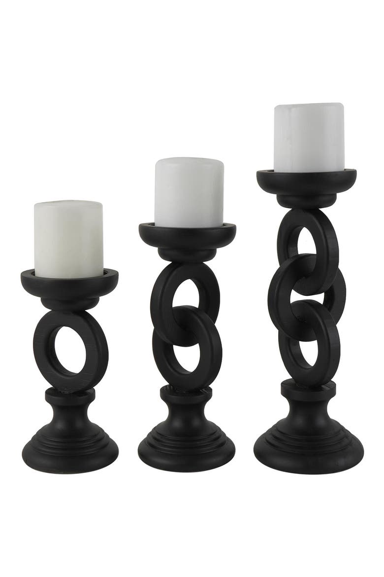 Set of 3 Candleholders, Alternate, color, BLACK