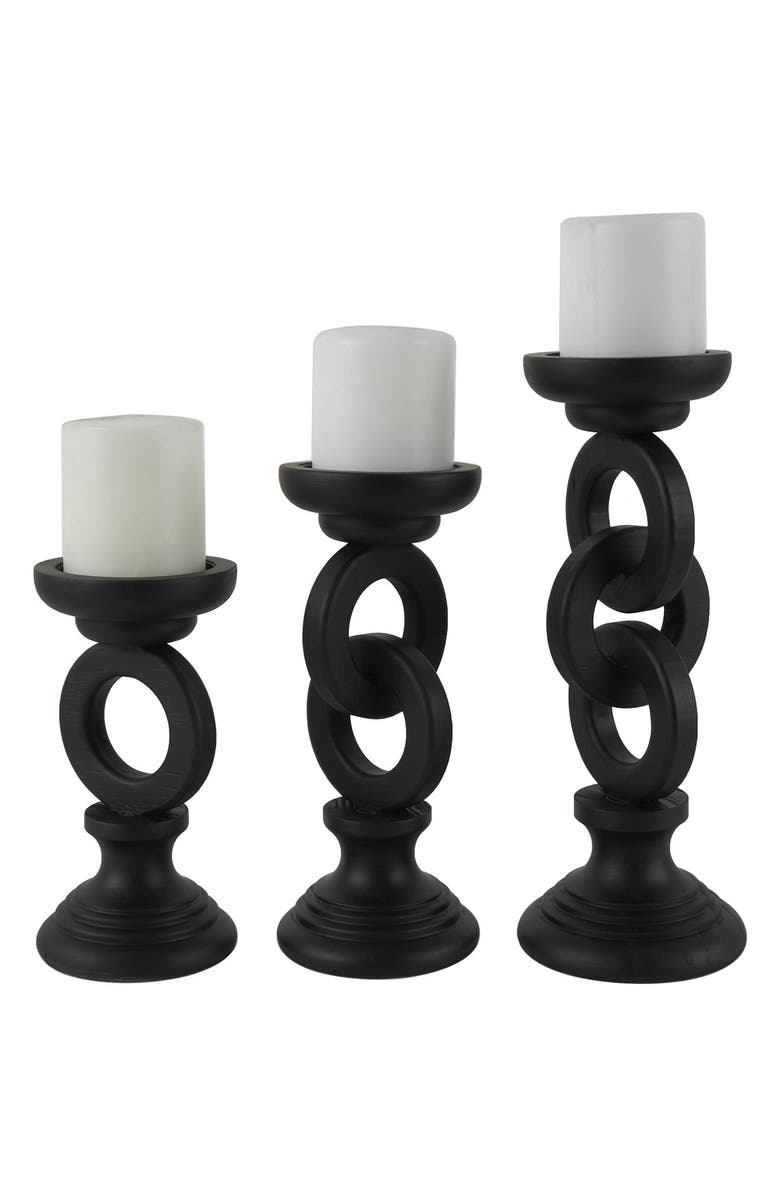 VIVIAN LUNE HOME Set of 3 Candleholders, Alternate, color, Black