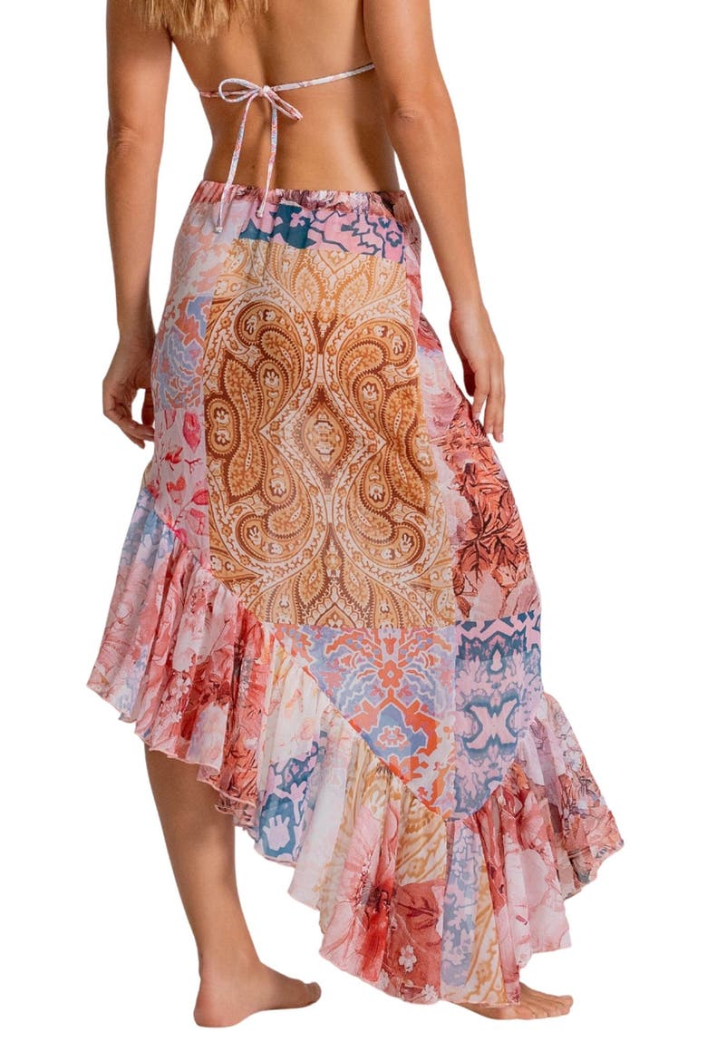 Ruffle Print Cover-Up Midi Skirt, Alternate, color, MULTI