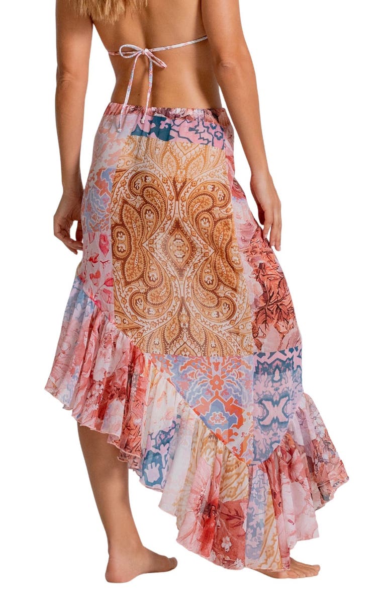 Cosita Linda Ruffle Print Cover-Up Midi Skirt, Alternate, color, 