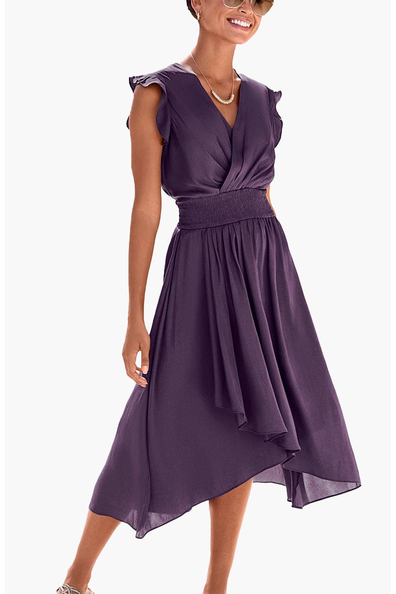 Ruffle Satin Dress, Main, color, Purple