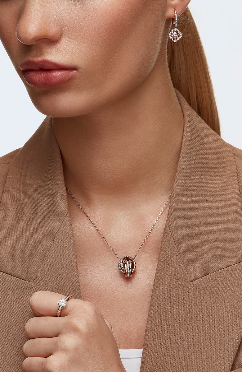 Swarovski Una Clover Crystal Drop Earrings, Alternate, color, Pink