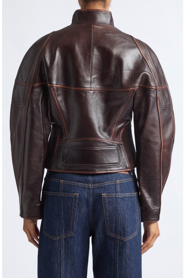 Glossy Leather Saddle Jacket, Alternate, color, SADDLE