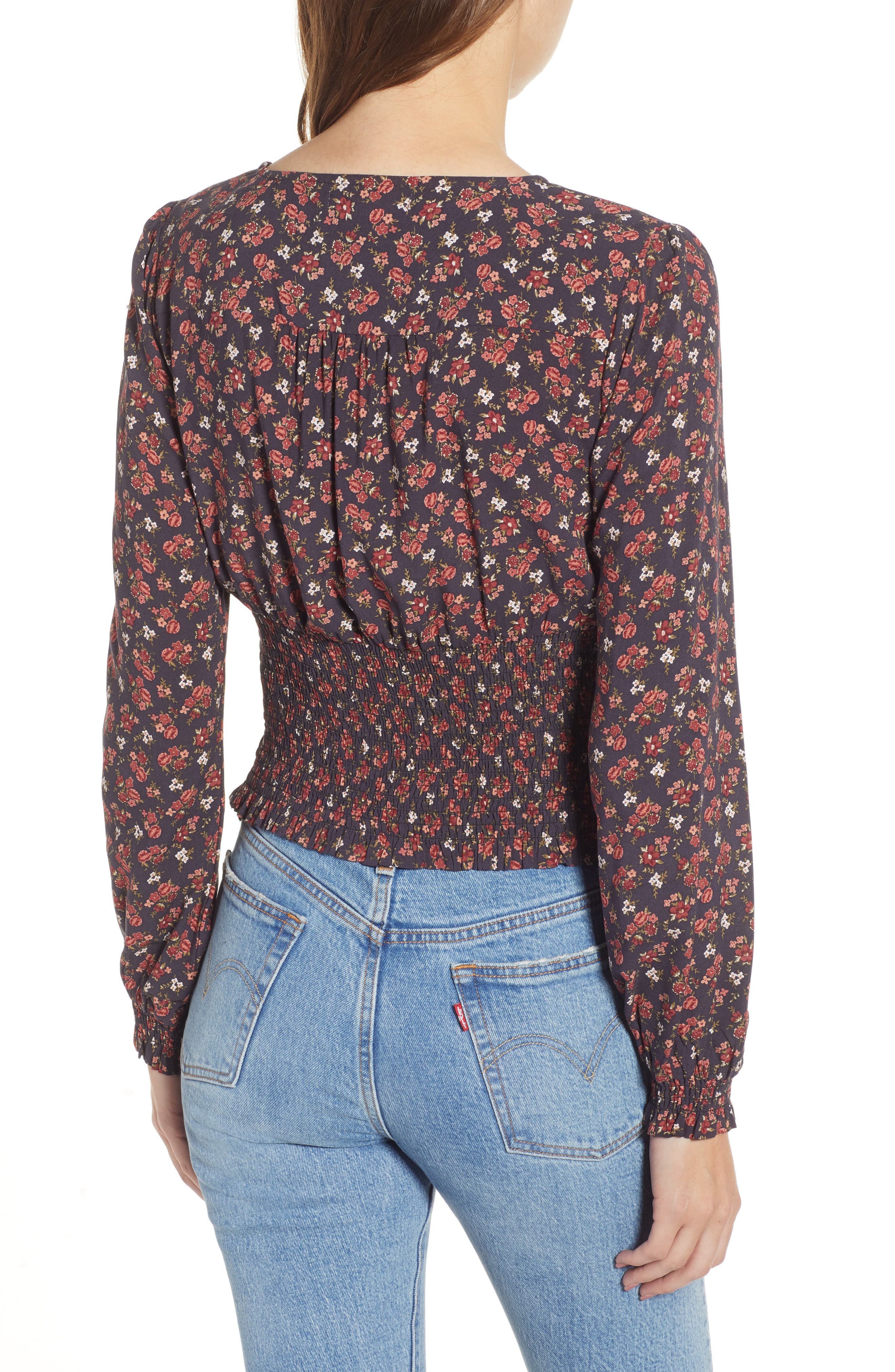 Band of Gypsies Smocked Floral Print Top (Women) | Nordstrom