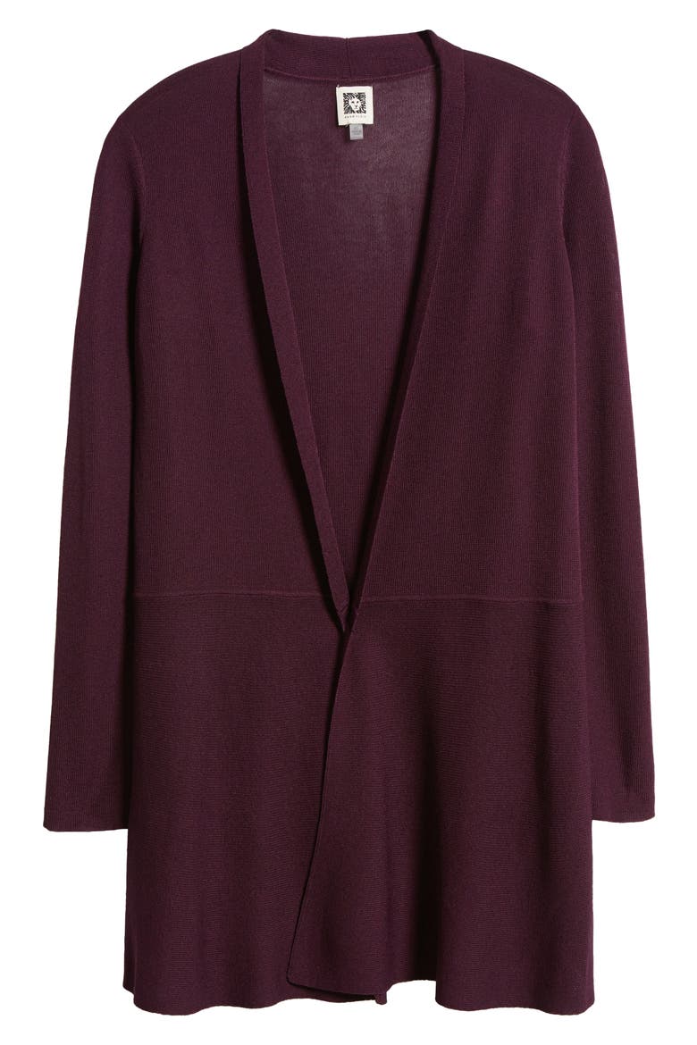 Monterey Peplum Cardigan, Alternate, color, DEEP PLUM
