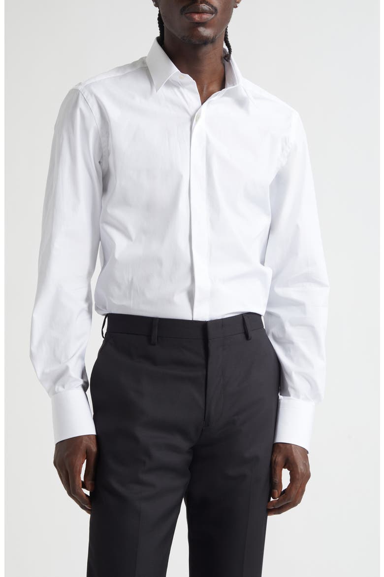 Classic Fit Cotton Poplin Button-Up Shirt, Main, color, WAA OPTICAL WHITE